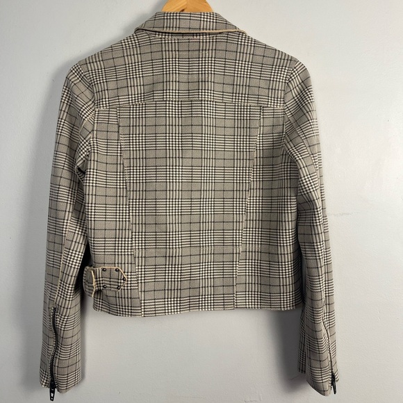 Women's Blank NYC Plaid Houndstooth Zip Front Moto Jacket Size Xs Revolve - Picture 4 of 7